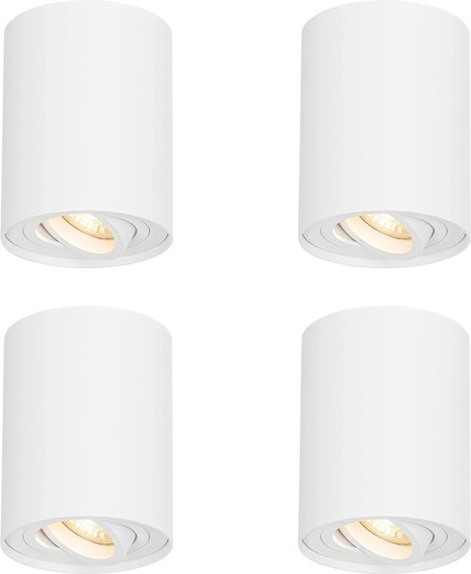 QAZQA 4er Set Moderne Deckenstrahler Rondoo Up in Weiß, drehbar und schwenkbar, dimmbar, GU10, Aluminium - Bild 1