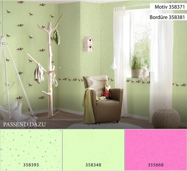 A.S. Création Tapetenbordüre Tiere in Grün, Braun, Weiß und Rosa, Maße: 0,13 x 5 m - Bild 1
