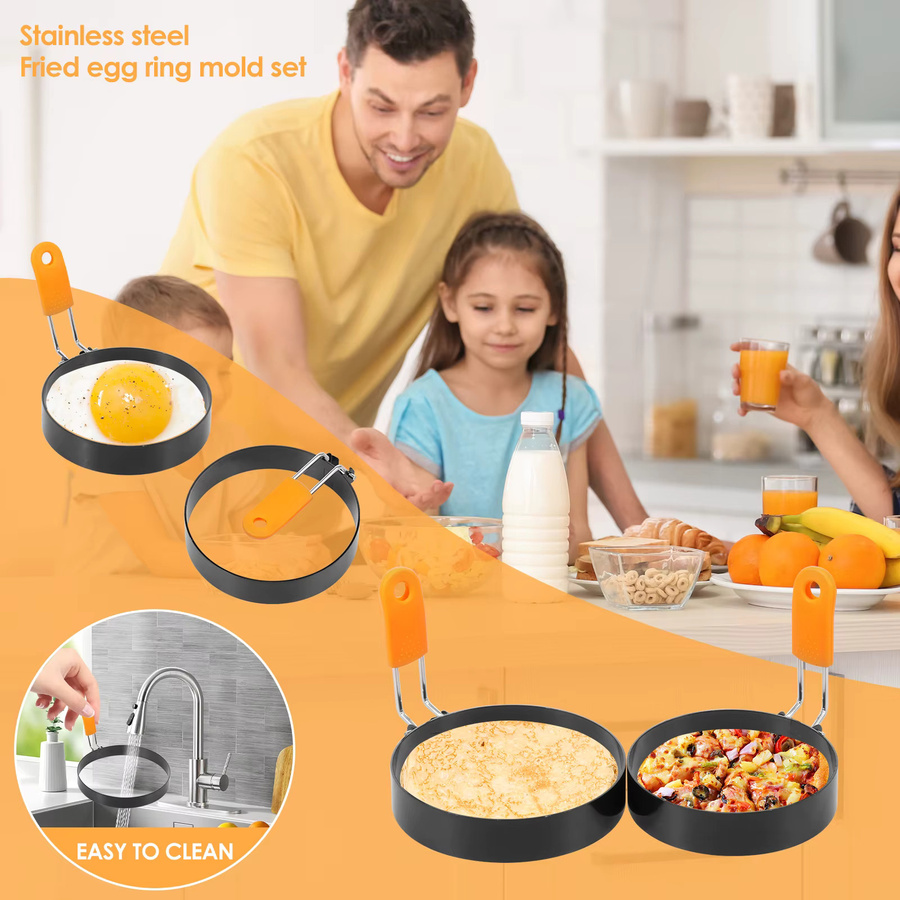 Willstar Eierringe Set aus Edelstahl in Silber, runde Pfannkuchenformer für Spiegeleier und Frühstück - Bild 4