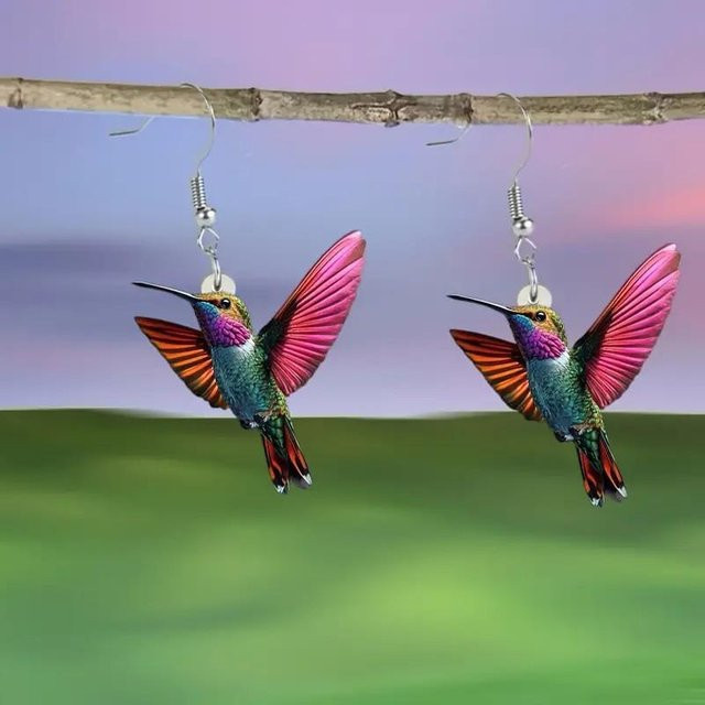 Ohrringe Acryl, Kolibri, Bunt, Damen - Bild 1
