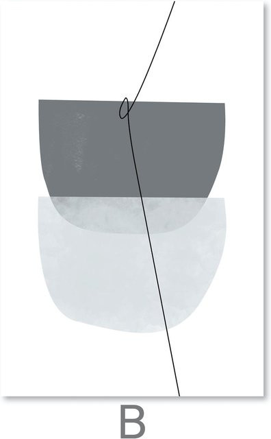 Abstrakte Wandkunst auf Leinwand von Potdemiel in Blau und Grau als modernes grafisches Poster-Gemälde - Bild 1