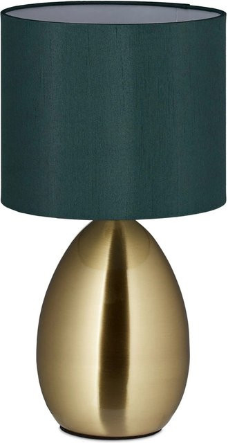 Relaxdays Nachttischlampe aus Eisen in Gold und Dunkelgrün mit Touch-Funktion, Höhe: 34 cm, Breite: 18 cm, Tiefe: 18 cm - Bild 1