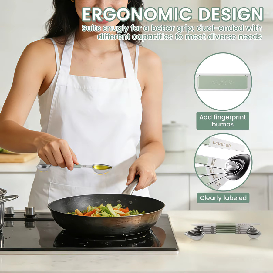 Willstar Magnetischer Messlöffel aus Edelstahl in Silber, Doppelseitig und Stapelbar für Backen und Kochen - Bild 6