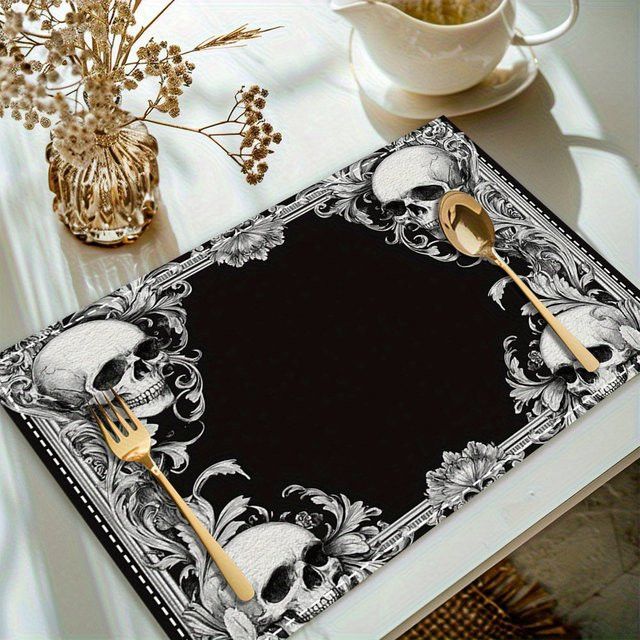 VIKAMA Tischdecke im Luxus-Stil mit Vintage-Muster für deine Halloween-Party-Dekoration - Bild 1