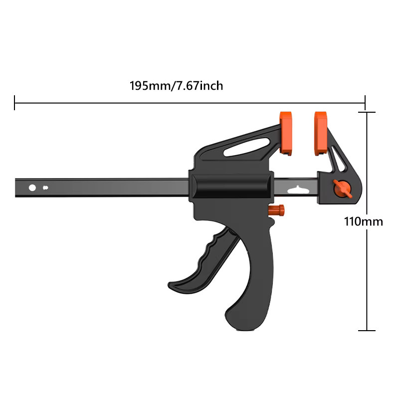 5er Set DTBD Mini F-Typ Schraubzwingen 4 Zoll in Schwarz für Holzbearbeitung und Befestigung - Bild 4