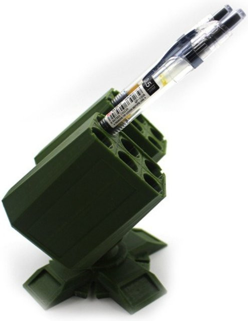 Kreativer 3D-gedruckter Stifthalter im Raketen-Design für Militär-Enthusiasten, Schwarz und Grün - Bild 1