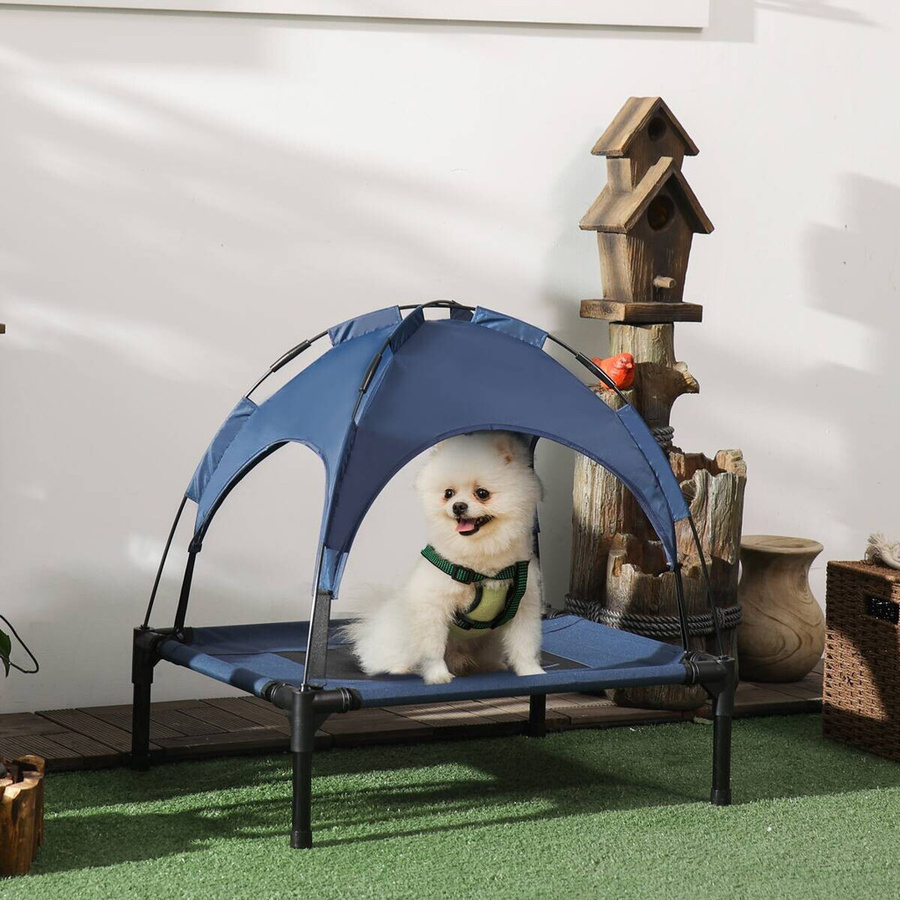 PawHut Hunde-Zubehör aus Metall in Blau und Schwarz mit abnehmbarem Bezug und erhöhtem Boden, B/H/L: 46 x 61 x 62 cm - Bild 4