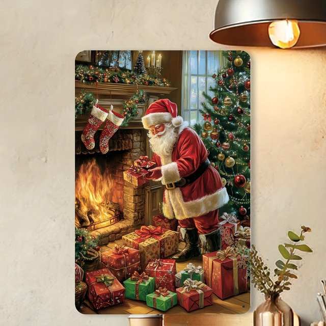 HELLOYOUNG Vintage Weihnachts-Beschilderung in Multicolour, rechteckige Dekoration für Haus und Garage, B/H: 30 x 20 cm - Bild 1