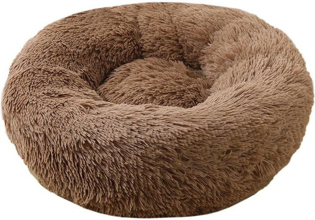 Yiran Furniture Rundes Haustierbett aus Plüsch für Hunde und Katzen in Khaki, Durchmesser: 60 cm - Bild 1