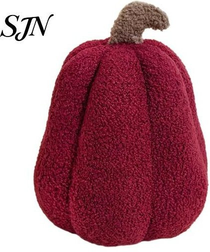 Dreamsa Halloween Kürbis Plüschkissen in Rot, rundes Stofftier-Kissen aus Polyester für deine Herbst-Dekoration - Bild 1