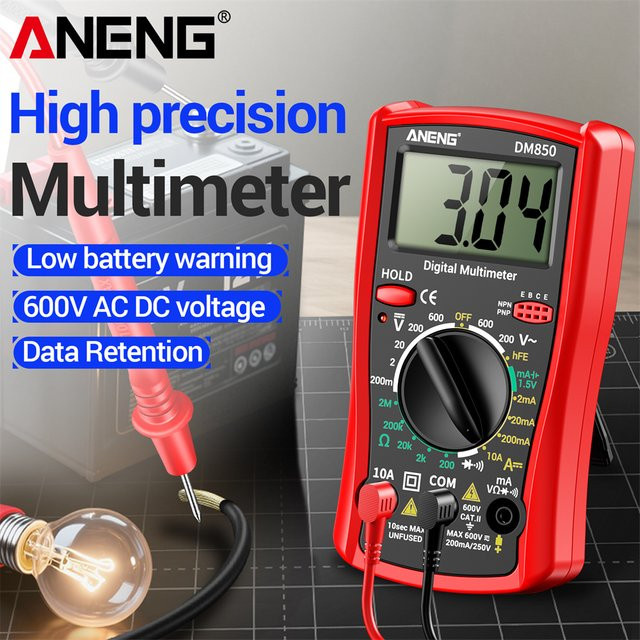 ANENG DM850 Professionelles Digitales Multimeter als AC DC Voltmeter Amperemeter und Ohm Meter für Dioden- und Transistor-Tests - Bild 1