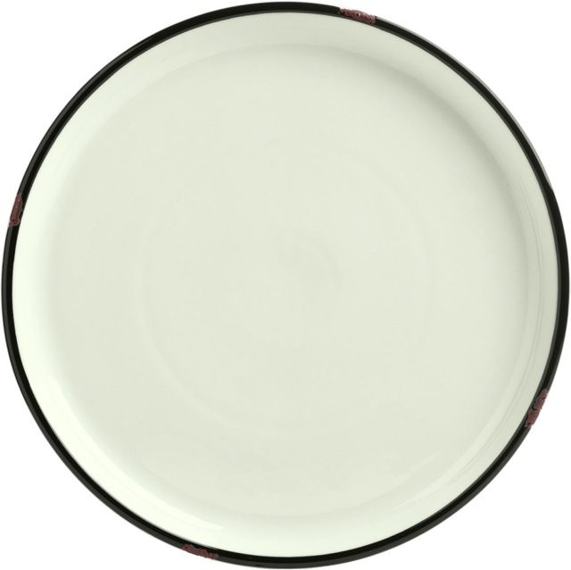VEGA Liron Teller flach aus Porzellan, 4er Pack, cremeweiß/schwarz, Durchmesser: 25 cm, Höhe: 3 cm - Bild 1