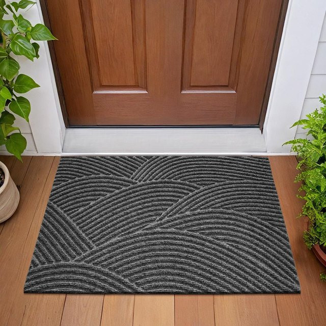 Lodestar 3D Geometrische Fußmatte Grau, B/B: 60 x 90 cm, Rutschfest und Waschbar - Bild 1