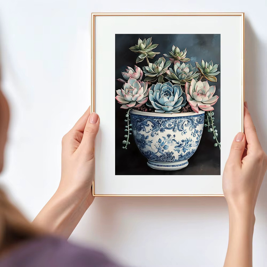 Huacan 5D-Diamantgemälde zum Selbermachen mit Lotus-Blumenmotiv in der Vase, dekorative Wandstickerei, Mehrfarbig, B/H: 30 x 20 cm - Bild 3