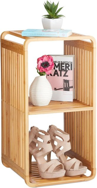 Relaxdays Bambus Regal Natur Beige mit 3 Ablagen H: 64,7 cm, B: 33 cm, T: 33 cm - Bild 1
