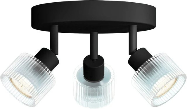 Philips LED-Spot Horen Rund 3-flammig für Wand- und Deckenmontage in Schwarz mit verstellbaren Glas-Elementen - Bild 1