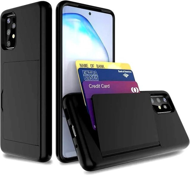 Samsung Geldbörse mit 3 Kartenfächern als Kreditkartenhalter Hülle für Galaxy S22 Ultra Plus S21 S20 FE A52 A52S 5G A72 A12 in Schwarz - Bild 1