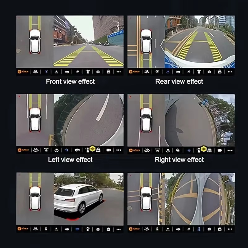 QueenDer Auto-Rückspiegel-Panoramakamera mit 360° Full HD Nachtsicht für Android-Player, Schwarz - Bild 4