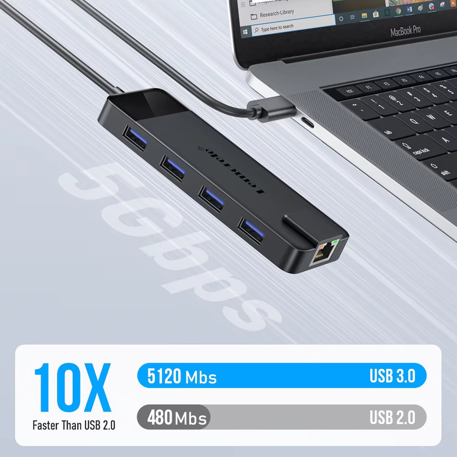 Lemorele TC93 USB-C Hub mit 4K HDMI, RJ45 Gigabit Ethernet, USB 3.0, VGA sowie SD und TF Kartenleser für MacBook Pro und Air - Bild 5