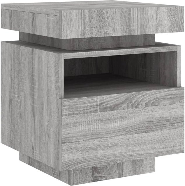 vidaXL Nachttisch mit integrierter LED-Beleuchtung in Grau Sonoma, B/T/H: 40 x 39 x 48,5 cm - Bild 1