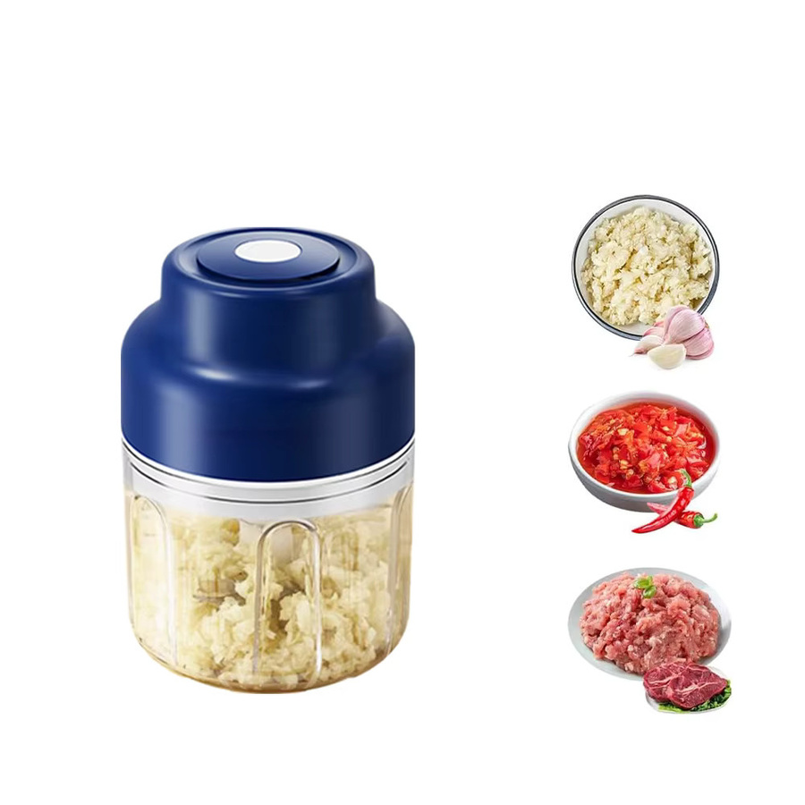Elektrischer Knoblauchzerkleinerer von cooskr in Blau, kabelloser Mini-Lebensmittelprozessor mit 320 ml Fassungsvermögen und USB-Aufladung - Bild 6