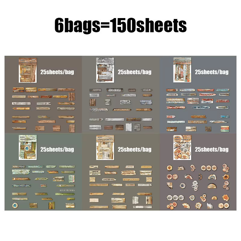 25 geprägte Hartkartenaufkleber mit Holzmaserung und Baumringen von mr.paper für dein DIY Scrapbook und deine Dekoration - Bild 4