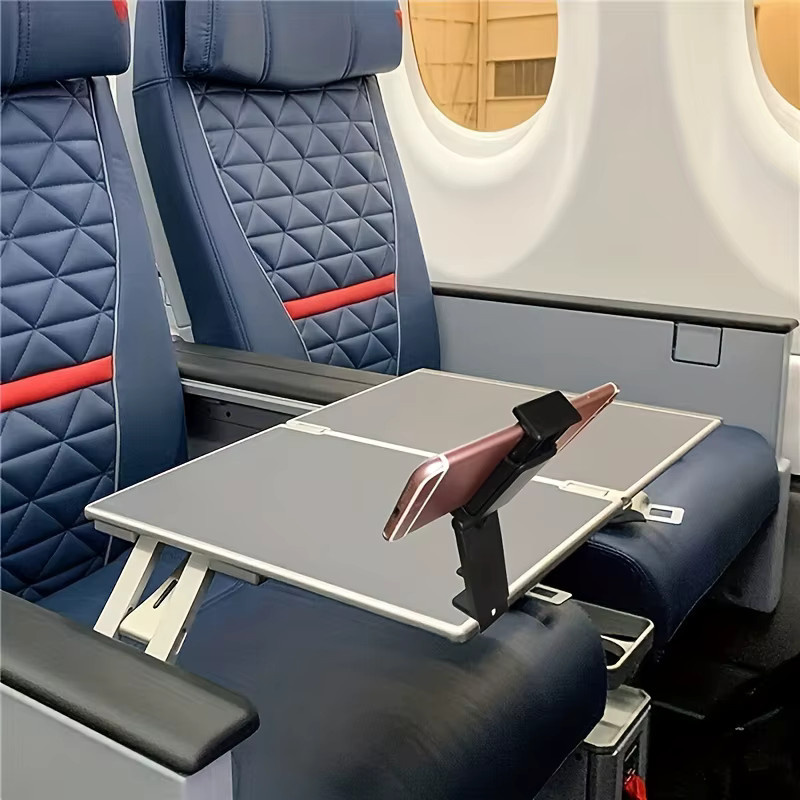 Multifunktionaler faltbarer Reise-Telefonhalter in Schwarz, universeller tragbarer Schreibtisch-Telefonständer für Flugzeug und Autositze - Bild 4