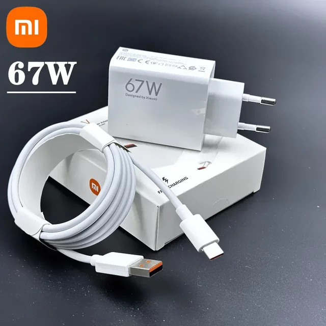 Xiaomi Original 67W Turbo Charge Ladegerät mit EU-Adapter und USB-C-Kabel in Weiß - Bild 1