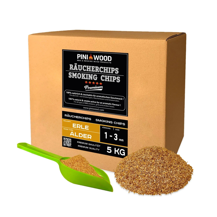 PINI Räucherchips aus Erle ohne Rinde, 5 kg, 1-3 mm Räucherspäne - Bild 2