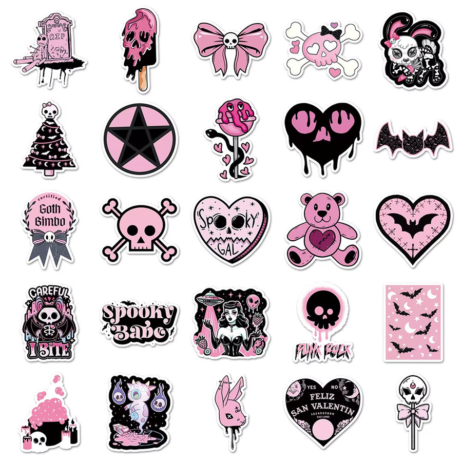 Disney Kawaii Ins Stil Rosa Gothic Ästhetische Aufkleber, 10-teiliges Set - Bild 3