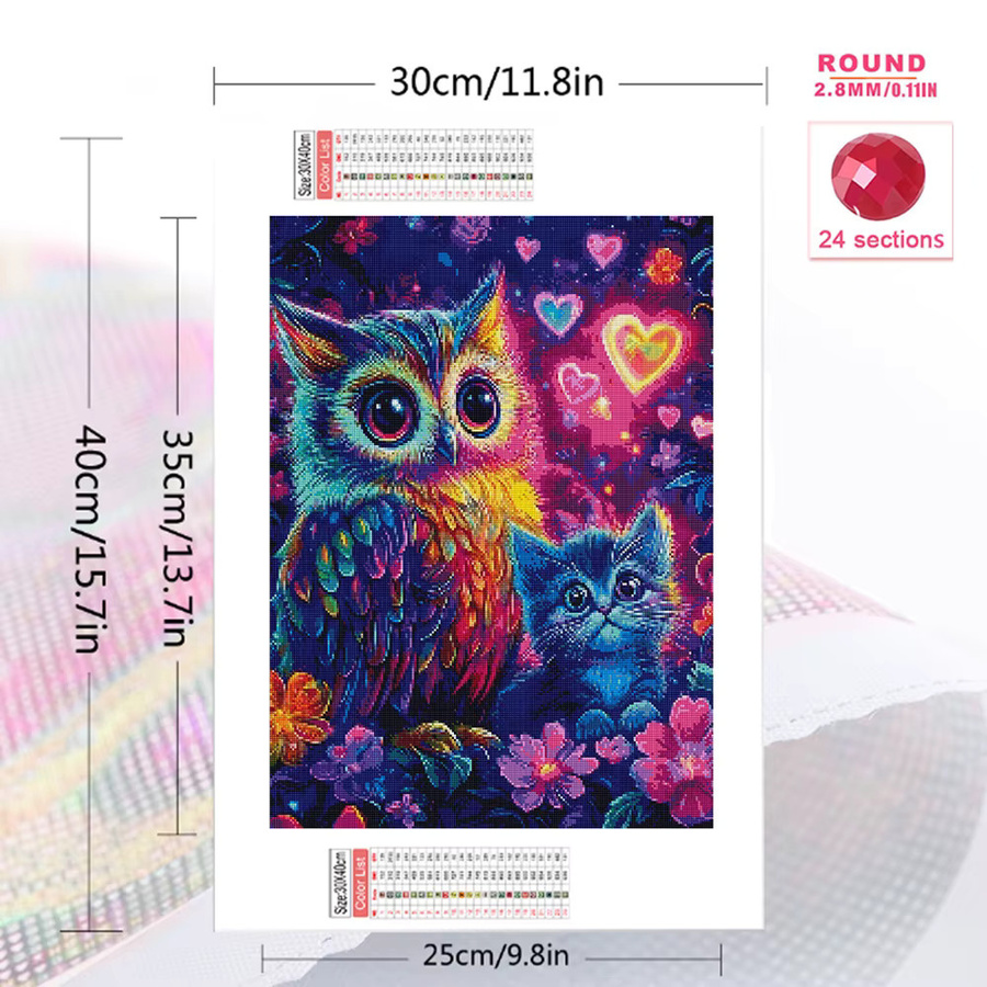 EverShine DIY 5D Diamantstickerei Eule als Kreuzstich Malerei Set mit Strass Mosaik in Multicolour, B/H: 20 x 20 cm - Bild 2