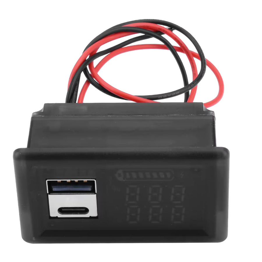 Aideepen ZFX-3079 Universal LED Voltmeter mit Dual Digital Display und USB Typ-C Schnittstelle, Schwarz, DC 9~24V Leistungsanzeige für Lithium-Säurebatterien - Bild 3