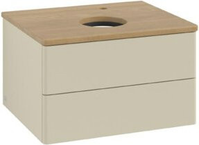 V&B Waschtischunterschrank Antao ohne Frontstruktur in Eiche Honig Braun lackiert B/T/H: 60 x 36 x 50 cm - Bild 1