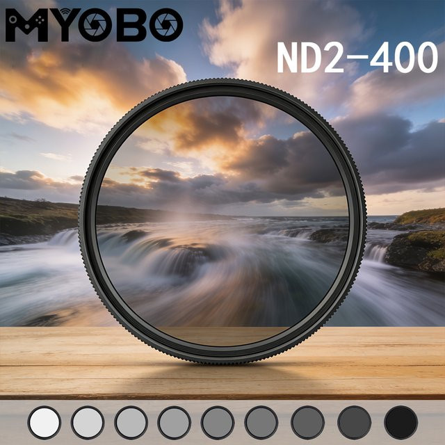 MYOBO Variabler ND-Filter ND2-ND400 Einstellbarer Neutraldichte-Objektivfilter Schwarz für Kameraobjektive - Bild 1