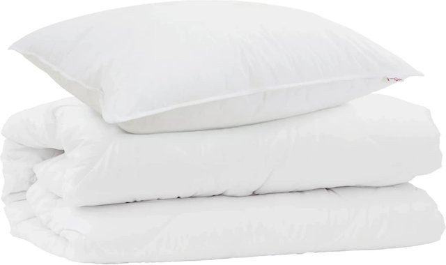 vidaXL Bettdecken-Set aus Mikrofaser mit Kissen, 2-teilig, Weiß, B/H: 135 x 200 cm - Bild 1