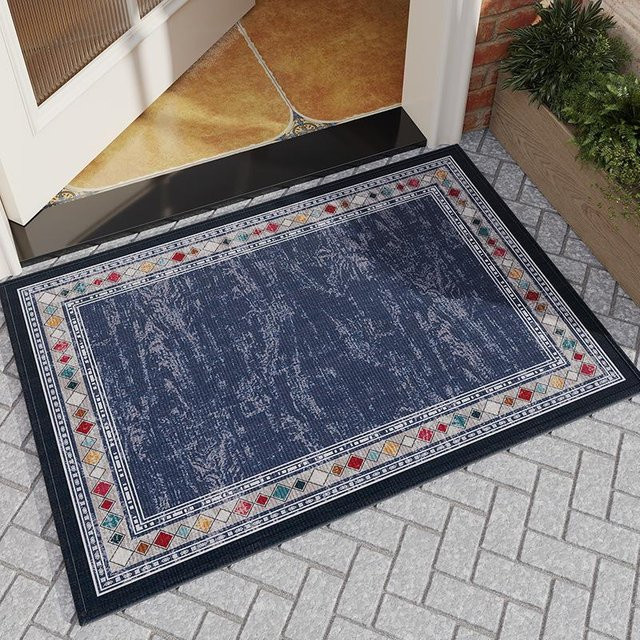 Hochwertige Eingangstürmatte in Blau, rutschfeste und schmutzabweisende Fußmatte aus Polyester, B/B: 50 x 80 cm - Bild 1