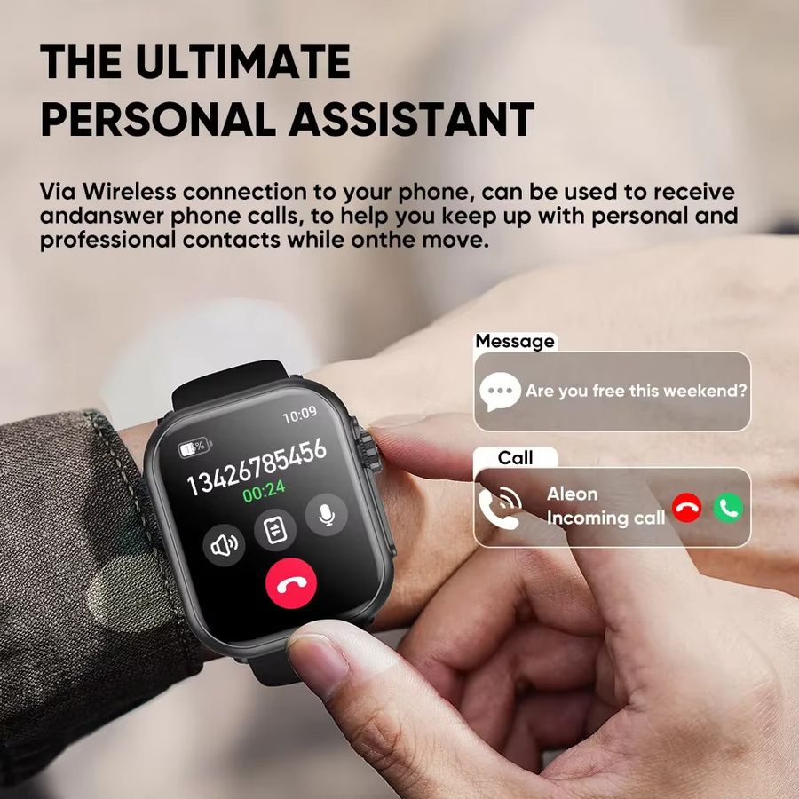 CRTORRS Luxuriöse Smartwatch für Herren und Damen in Schwarz mit Blutdruckmessgerät und 1000mAh Akku, wasserdichte Sport-Smartwatch für Android und Unisex-Nutzung - Bild 4