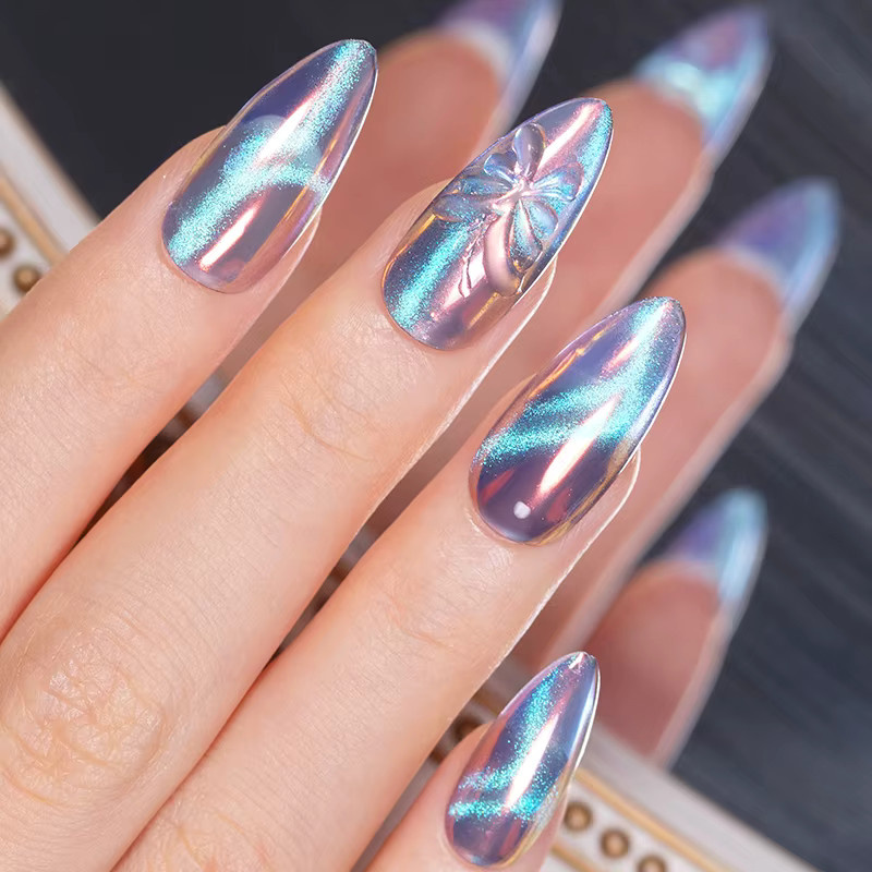 AWStorG Ocean Ripple Cat Eye Gel Nagellack, Blue Nude, Schimmernd - Bild 2
