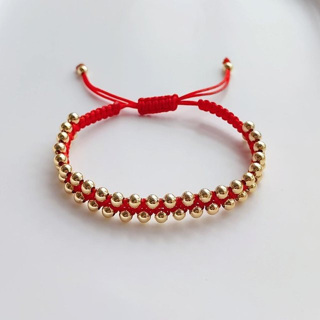 KKBEAD Armband, handgeflochten, vergoldete Perlen, grau, Damen - Bild 1