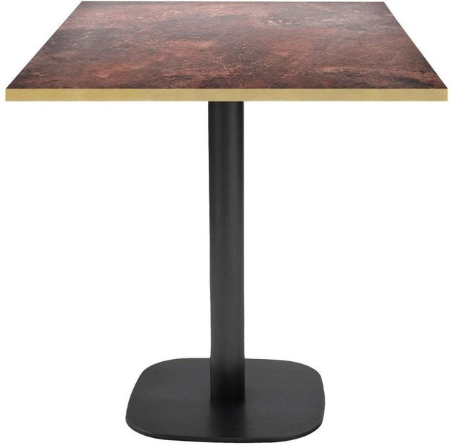 RestooTab Tisch Round quadratisch im Industrial Design mit verrosteter Metallplatte und schwarzem Gestell, B/T/H: 70 x 70 x 75 cm - Bild 1