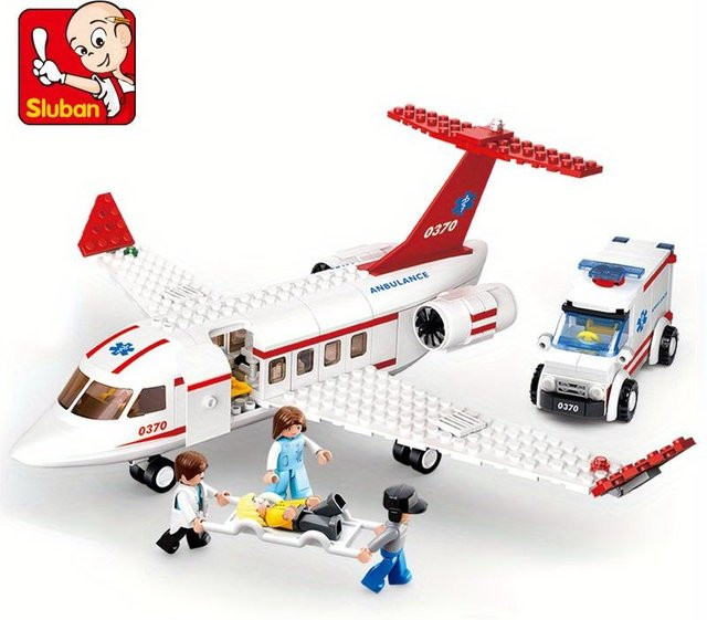 Yiran toy Luftrettungsflugzeug mit Sanitäter-Team Bausteine Spielzeug-Set 335 Teile - Bild 1