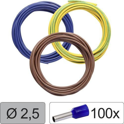 Quadrios 25CW124 LiFY Einzelader Kupferleitung 2,5mm² Set in Blau, Braun und Gelb-Grün - Bild 1