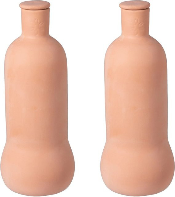 Relaxdays 2er Set Keramik Terrakotta Soaker in Braun, Durchmesser: 12,6 cm, Höhe: 9 cm - Bild 1