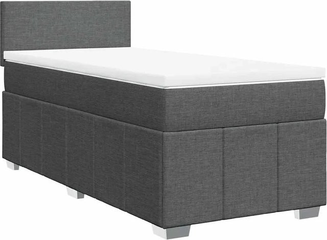 vidaXL Boxspringbett mit Matratze Dunkelgrau B/T/H: 80 x 200 x 100,5 cm Hybrid-Modell mit Taschenfederkern - Bild 1
