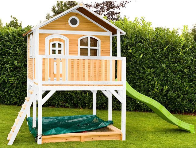 Axi Marc Spielhaus aus Holz in Braun, Weiß und Lindgrün, B/H/T: 432 x 293 x 212 cm - Bild 1