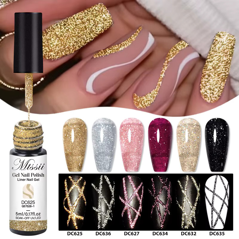 Mtssii Glitter Gel Nagellack Set, Schimmernd, 6 Stück - Bild 2