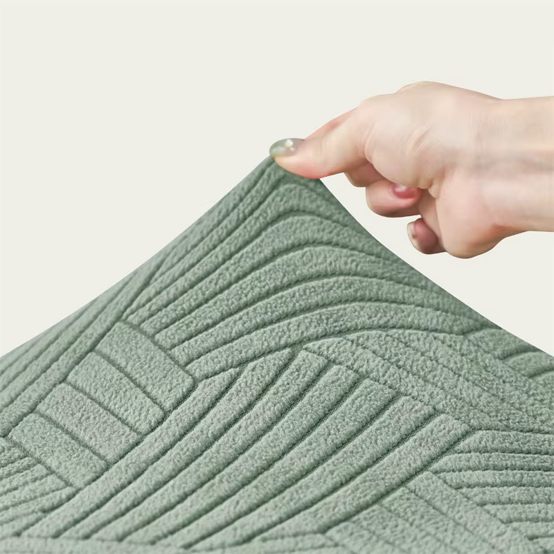 4-teiliges Set WANERQU Jacquard Stretch Sesselbezüge, elastische und rutschfeste Stuhlüberzüge mit geteilten Armlehnen in Grau und Grün - Bild 3