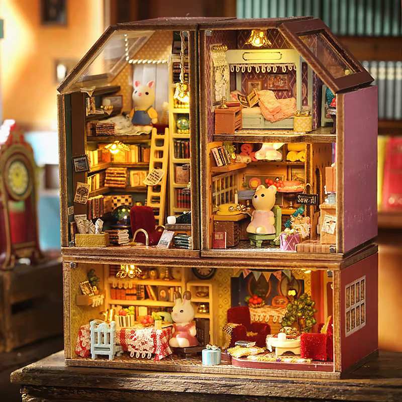 zuuton Puppenhaus Miniatur, 3D-Puzzle-Spielzeug, Holz, Natur / Holzfarben, Bunt / Mehrfarbig - Bild 2