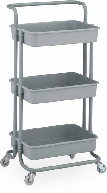 Relaxdays Rollwagen aus Stahl und Kunststoff mit Filz in Grau, B/T/H: 86 x 42,5 x 42 cm - Bild 1