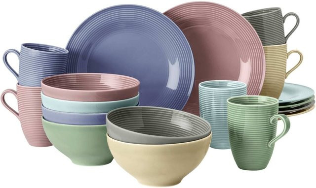 Seltmann Weiden Frühstücks-Set Beat Color Glaze aus Porzellan, 18er Set, Mehrfarbig - Bild 1